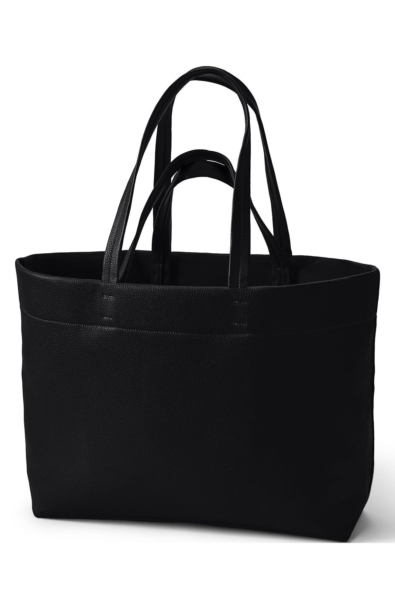 Lands
 End Faux Leather Tote, Alternate, color, Black