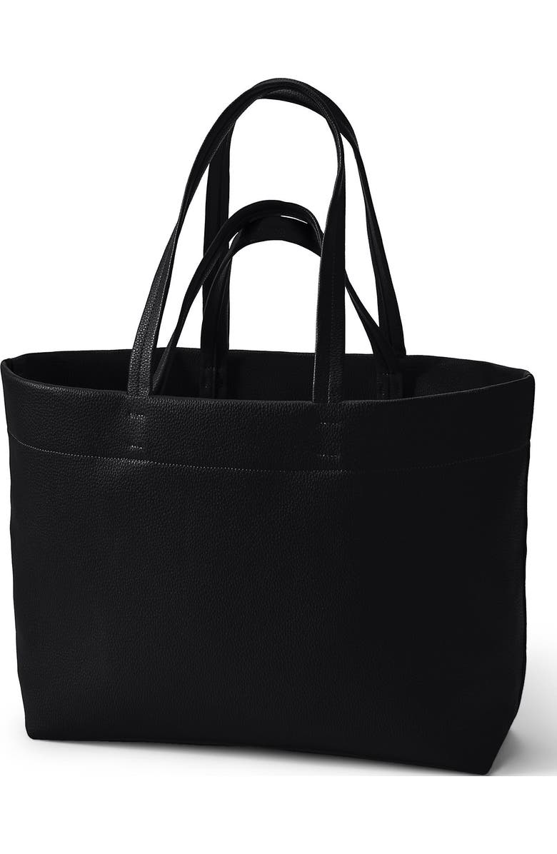 Lands
End Faux Leather Tote, Alternate, color, Black