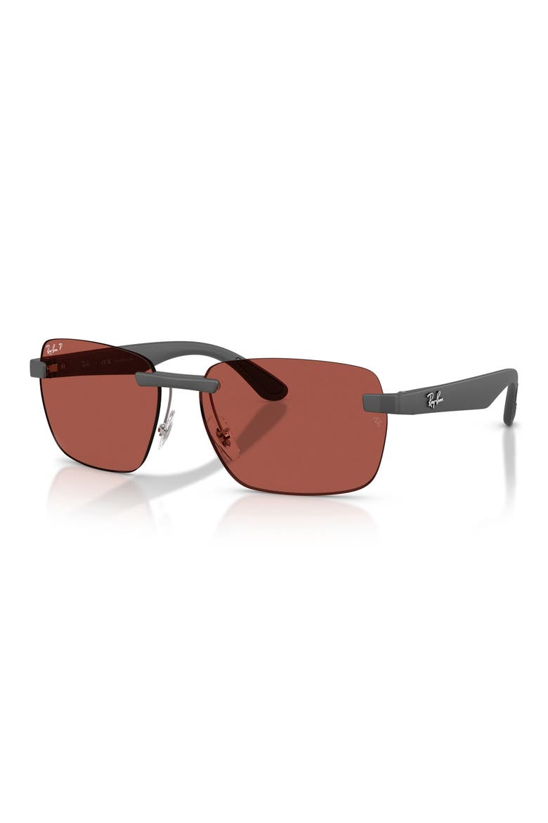 59mm Polarized Rimless Sunglasses, Alternate, color, SAND GREY / POLAR RED