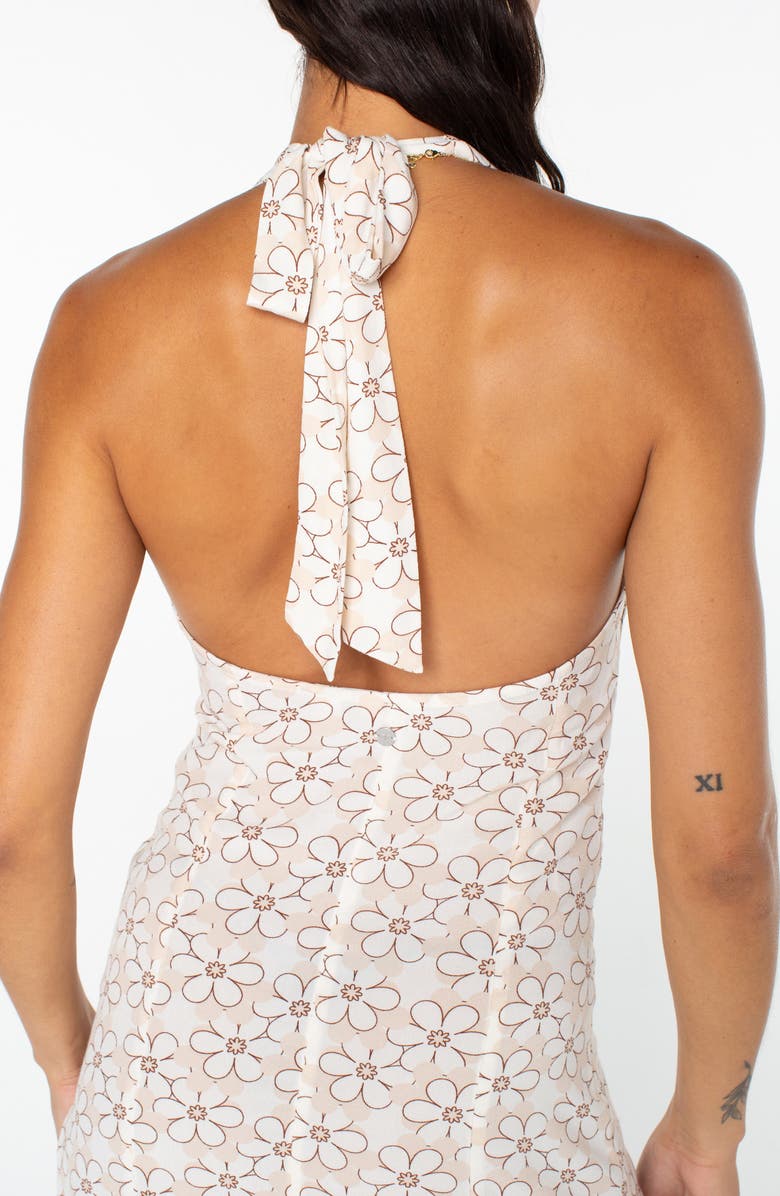 Roxy Ocean Boulevard Floral Halter Minidress, Alternate, color, Snow White Daisy Daze Print