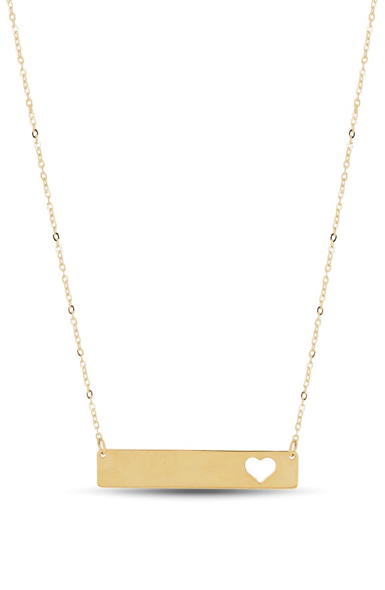 Frankie & Zoe 14K Yellow Gold Heart Cutout Bar Pendant Necklace, Main, color, Yellow Gold