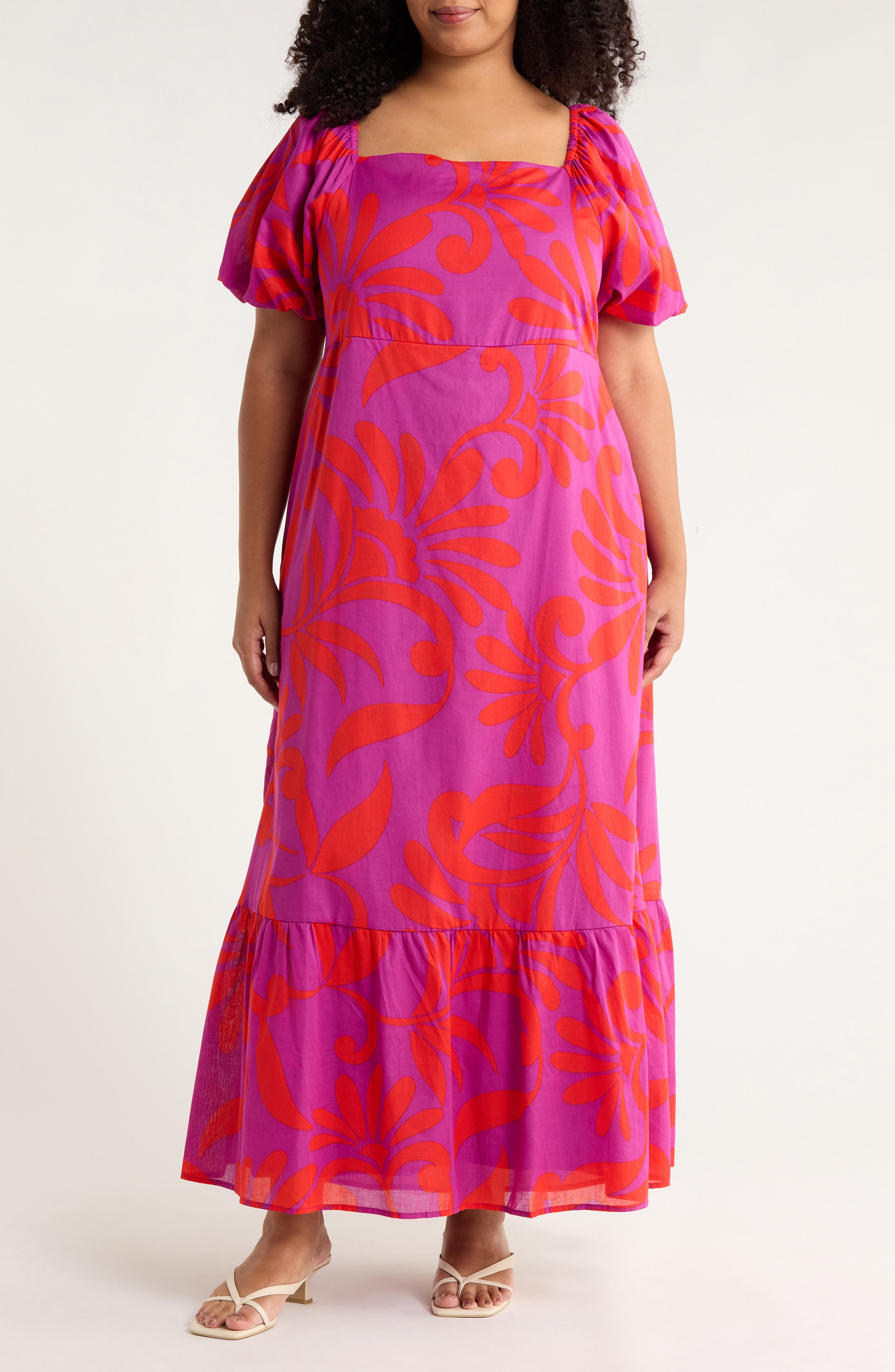 SUGARLIPS Arona Floral Xena Cotton Maxi Dress in Purple Orange Multi 