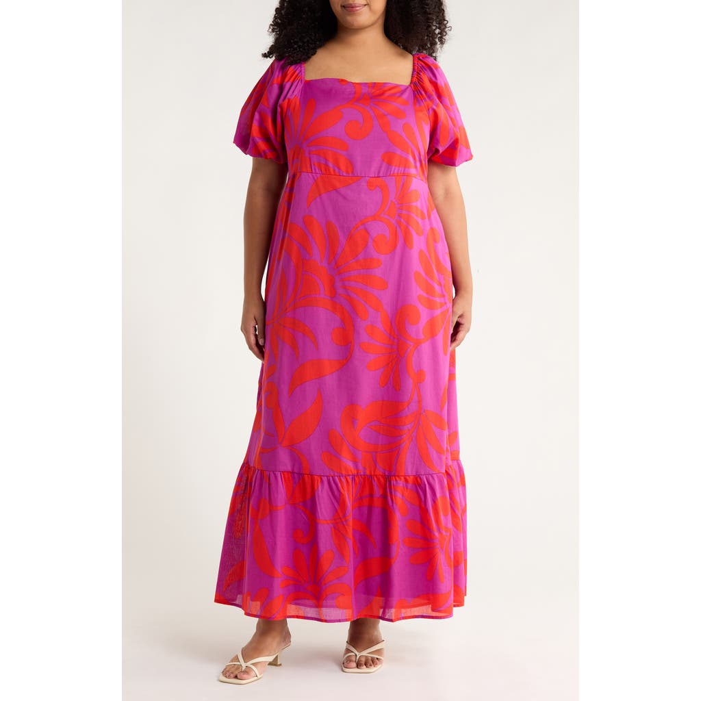 SUGARLIPS Arona Floral Xena Cotton Maxi Dress in Purple Orange Multi  product