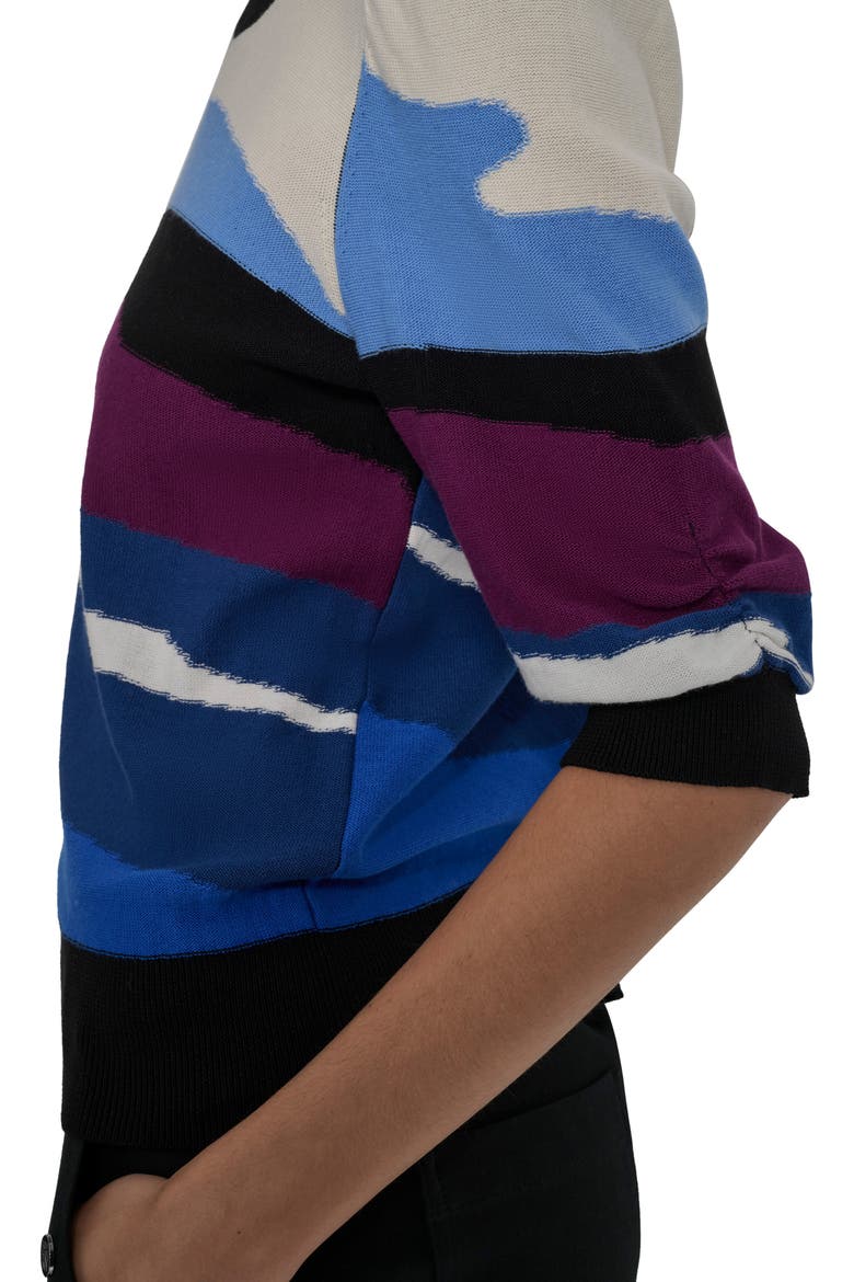 Abstract Pattern Three-Quarter Sleeve Sweater, Alternate, color, ULTRA BLUE