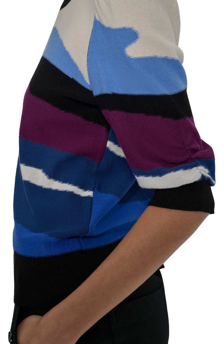 DKNY Abstract Pattern Three-Quarter Sleeve Sweater, Alternate, color, Ultra Blue