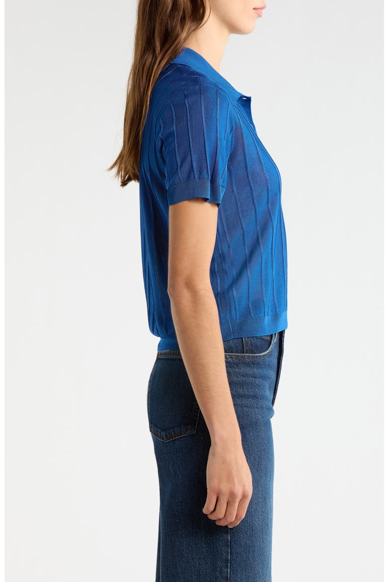 The Ribbed Polo Knit Top, Alternate, color, ROYAL BLUE