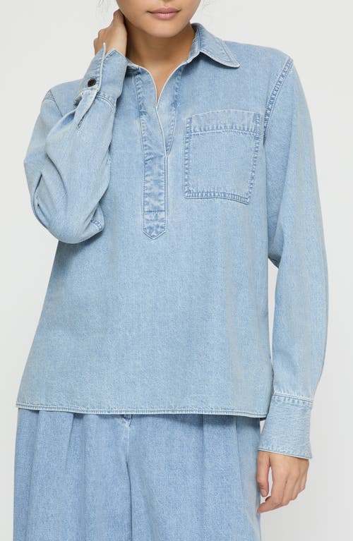 Shop Lafayette 148 New York Patch Pocket Popover Shirt In Stonewash Blue