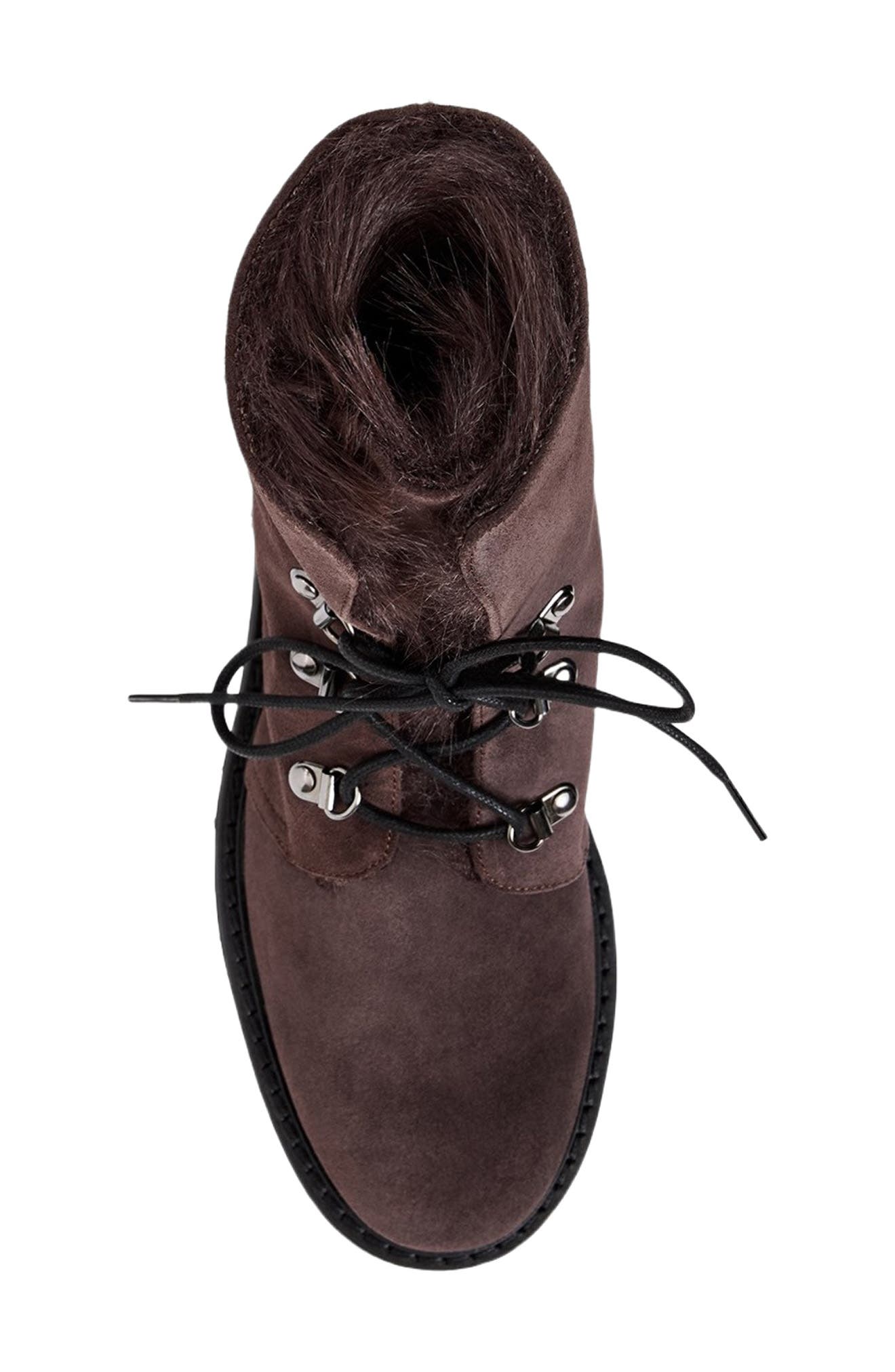 Eva Faux Shearling Cuff Weatherproof Hiker Boot, Alternate, color, ANTHRACITE SUEDE