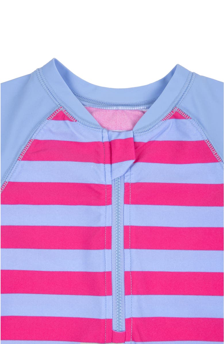 Leveret Baby One-Piece Rashguard, UPF 50+ Sun Protection Swimwear, Alternate, color, Striped Purple & Denim