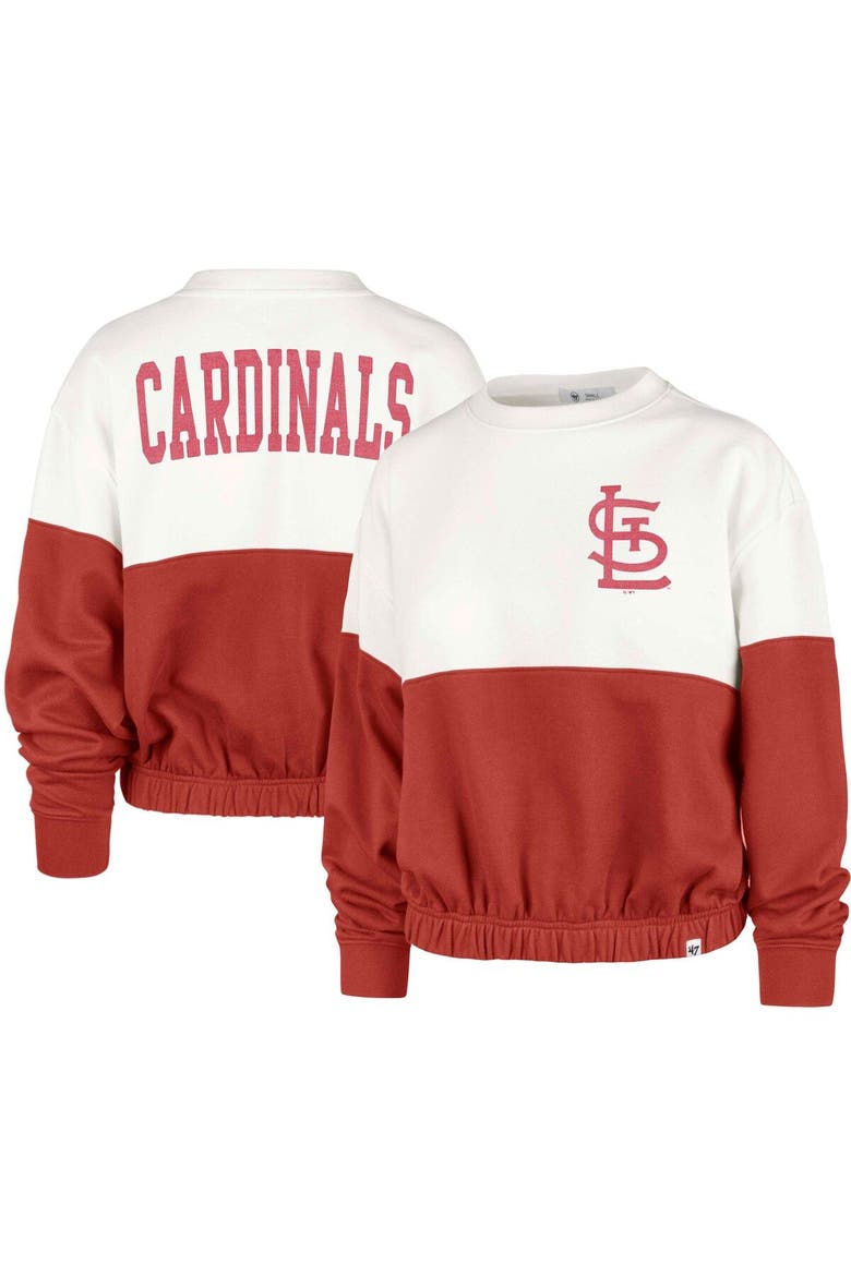 Women's '47 White/Red St. Louis Cardinals Take Two Bonita Pullover Sweatshirt, Main, color, White