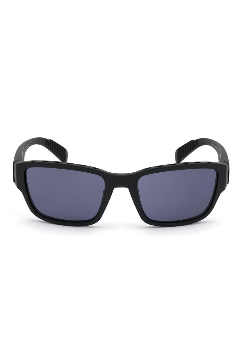 57mm Rectangular Sunglasses, Main, color, BLACK / SMOKE LENS KOLOR UP TM