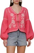 Avec Les Filles Embroidered Blouson Sleeve Jacket