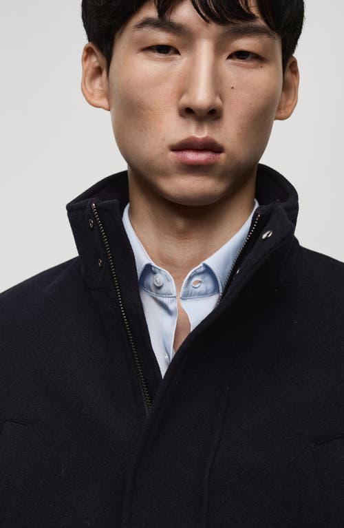 Mango Wool Blend Coat In Dark Navy