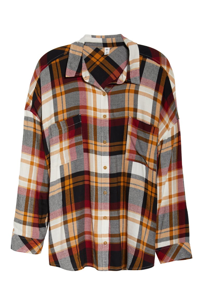 Plaid Boyfriend Shirt, Alternate, color, BLACK SOPHIE PLAID