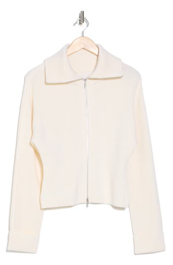 Derek Lam 10 Crosby Armanda Wool Zip Front Sweater In Blanc De Blanc