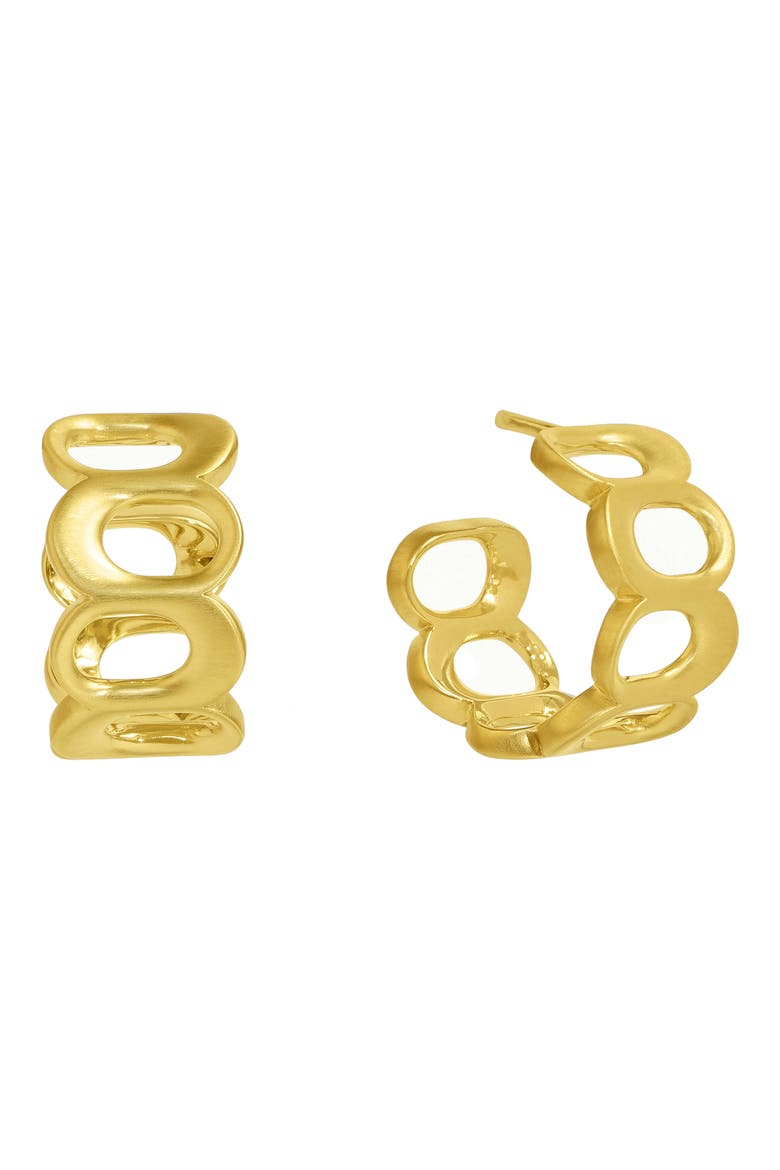 Crosby Link Huggie Hoop Earrings, Main, color, YELLOW GOLD