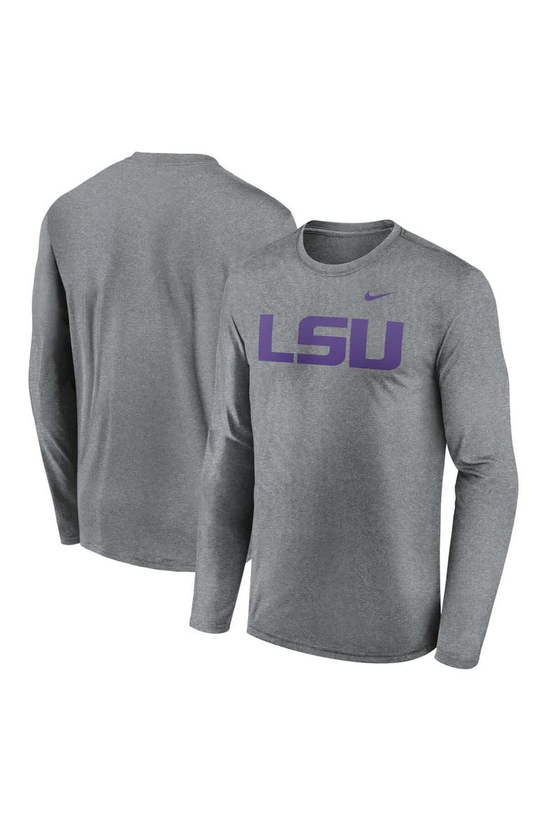Men's Nike Heather Gray LSU Tigers Primetime Primary Legend Long Sleeve T-Shirt, Main, color, Heather Gray