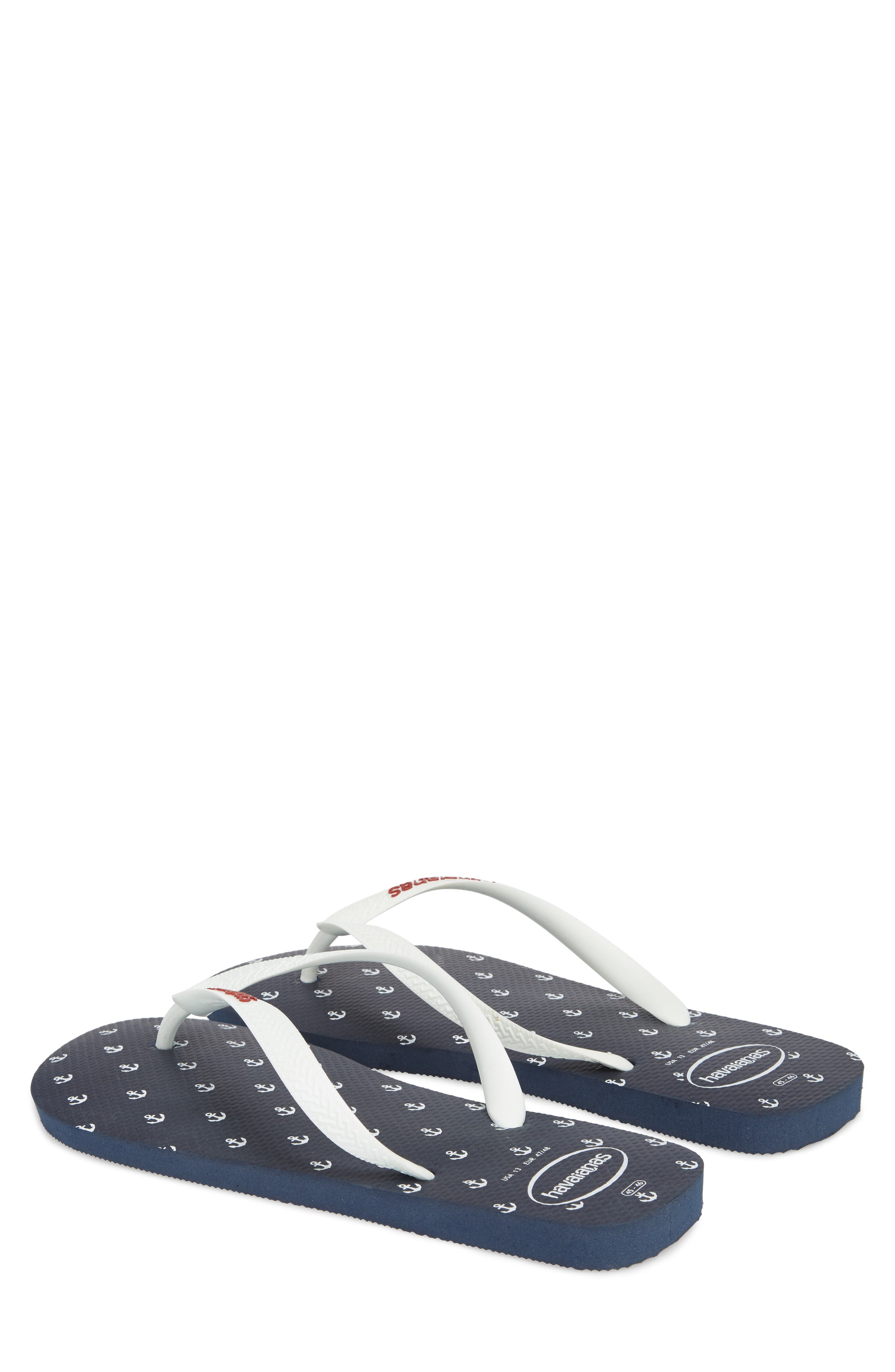 Top Nautical Flip Flop, Alternate, color, NAVY BLUE