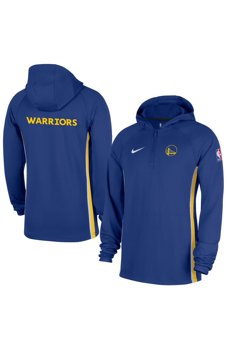 Nike Men's Nike  Blue Golden State Warriors Authentic On Court Zone Quarter-Zip Dri-FIT Hoodie Jacket, Alternate, color, Blue