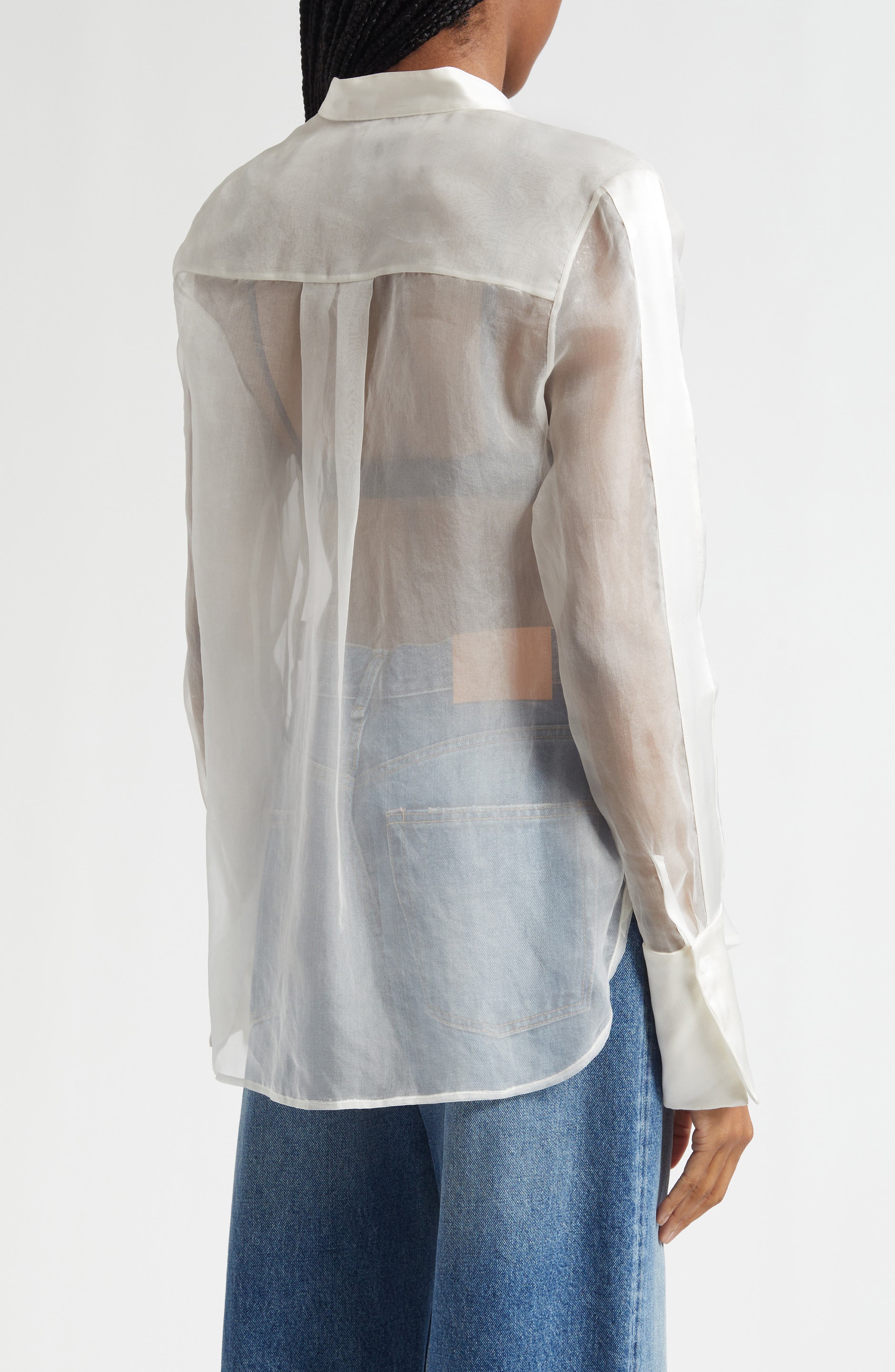 Peyton Pleated Semisheer Silk Button-Up Shirt - image 2