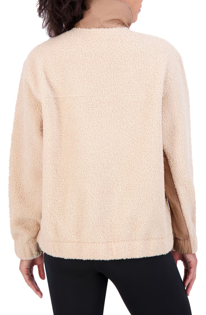 SAGE COLLECTIVE Woven Trim Faux Shearling Pullover, Alternate, color, Cream