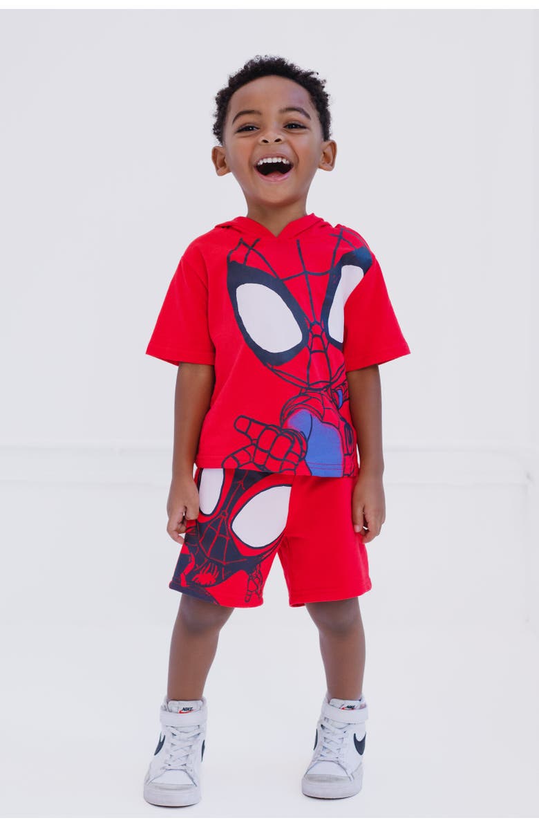 Marvel Spidey and His Amazing Friends Short Sleeve Hoodie & Shorts Set, Alternate, color, Red