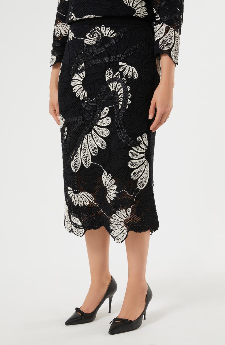 Marina Rinaldi Campale Knit Midi Skirt, Main, color, Ivory/Black