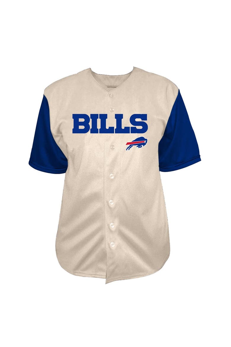 Men's Fanatics Josh Allen Cream Buffalo Bills Big & Tall Baseball Button-Up Shirt, Alternate, color, Cream