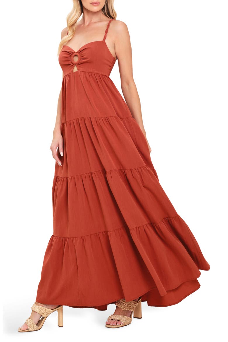 Keyhole Maxi Dress, Alternate, color, TERRACOTTA