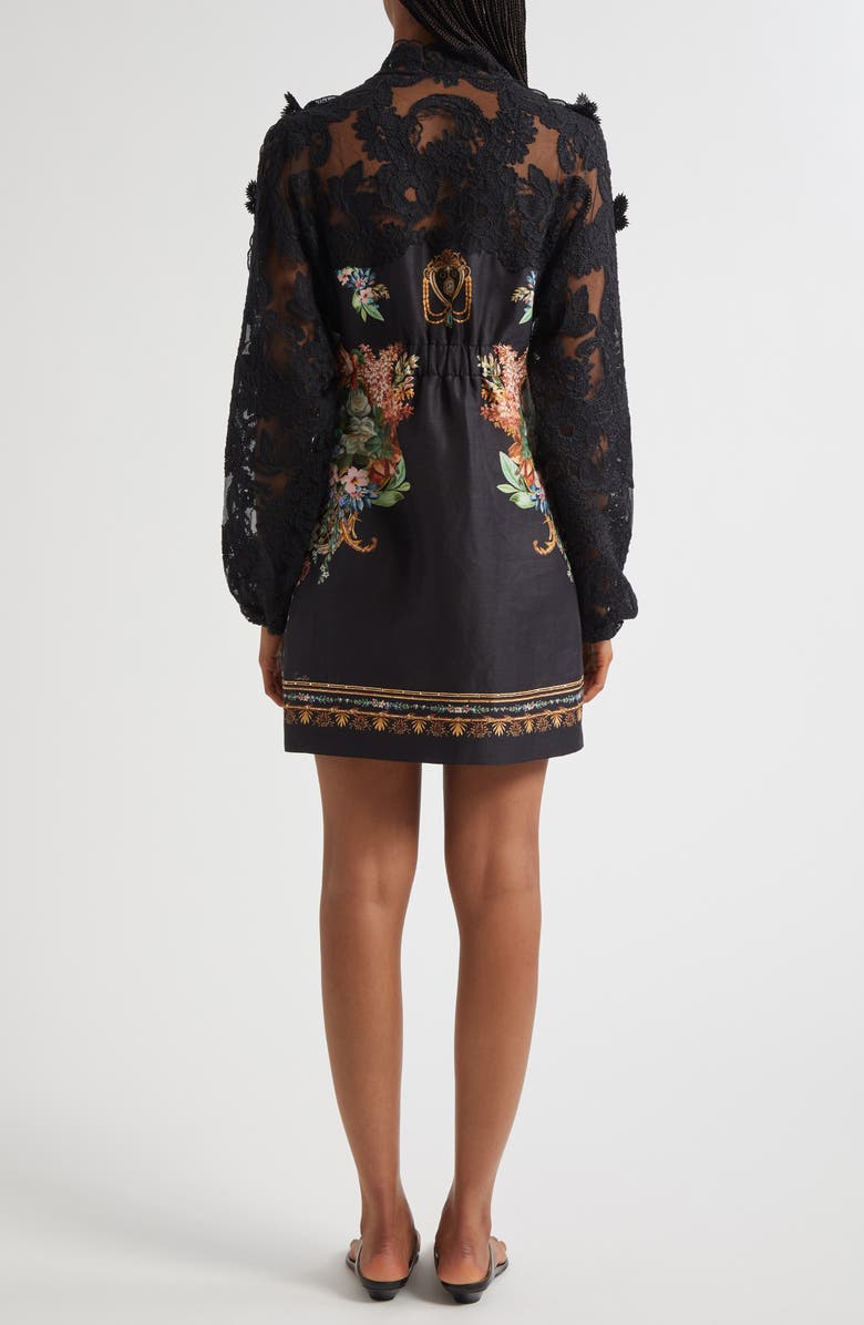 Camilla Noble Endeavors Lace Long Sleeve Linen & Silk Mini Shirtdress, Alternate, color, Noble Endeavors