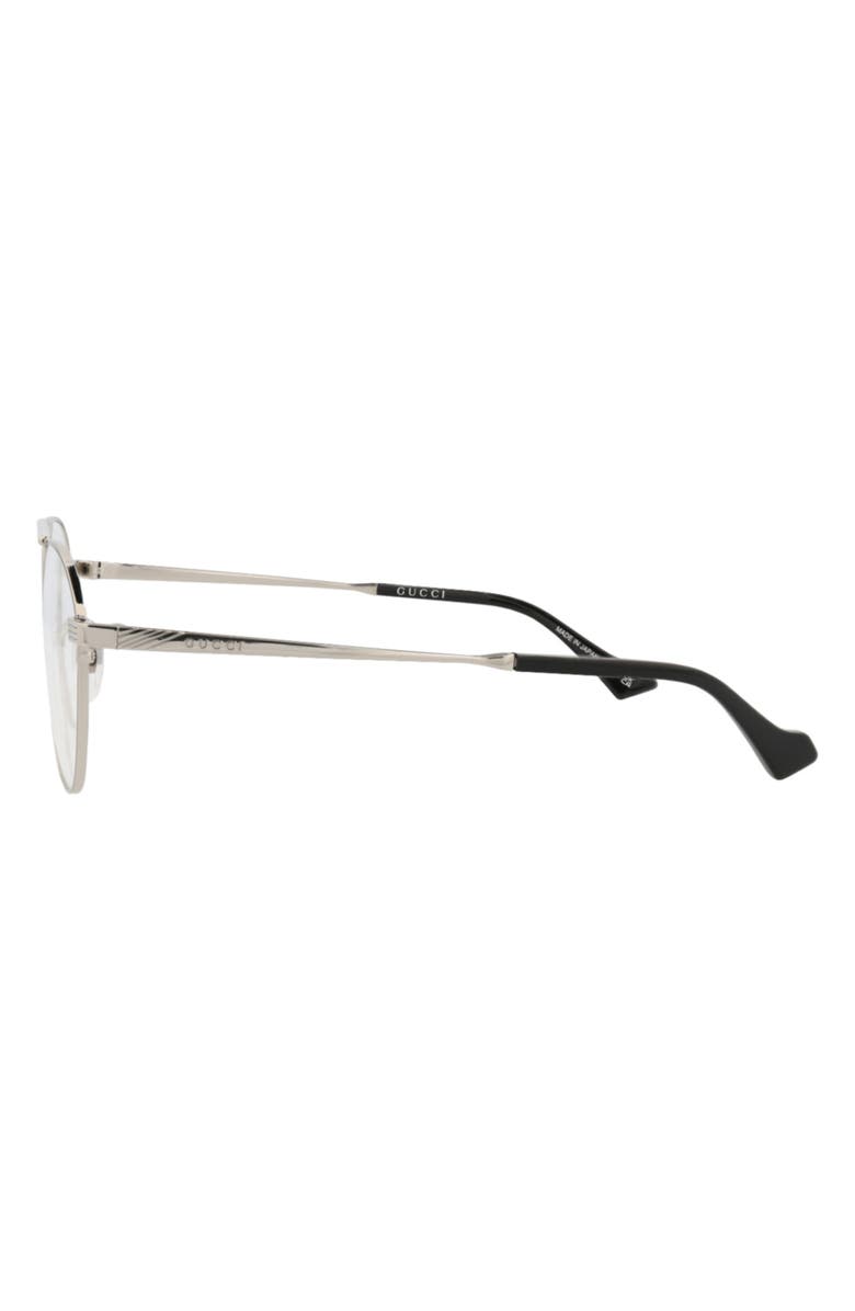 Gucci 53mm Round Optical Glasses, Alternate, color, Silver Transparent