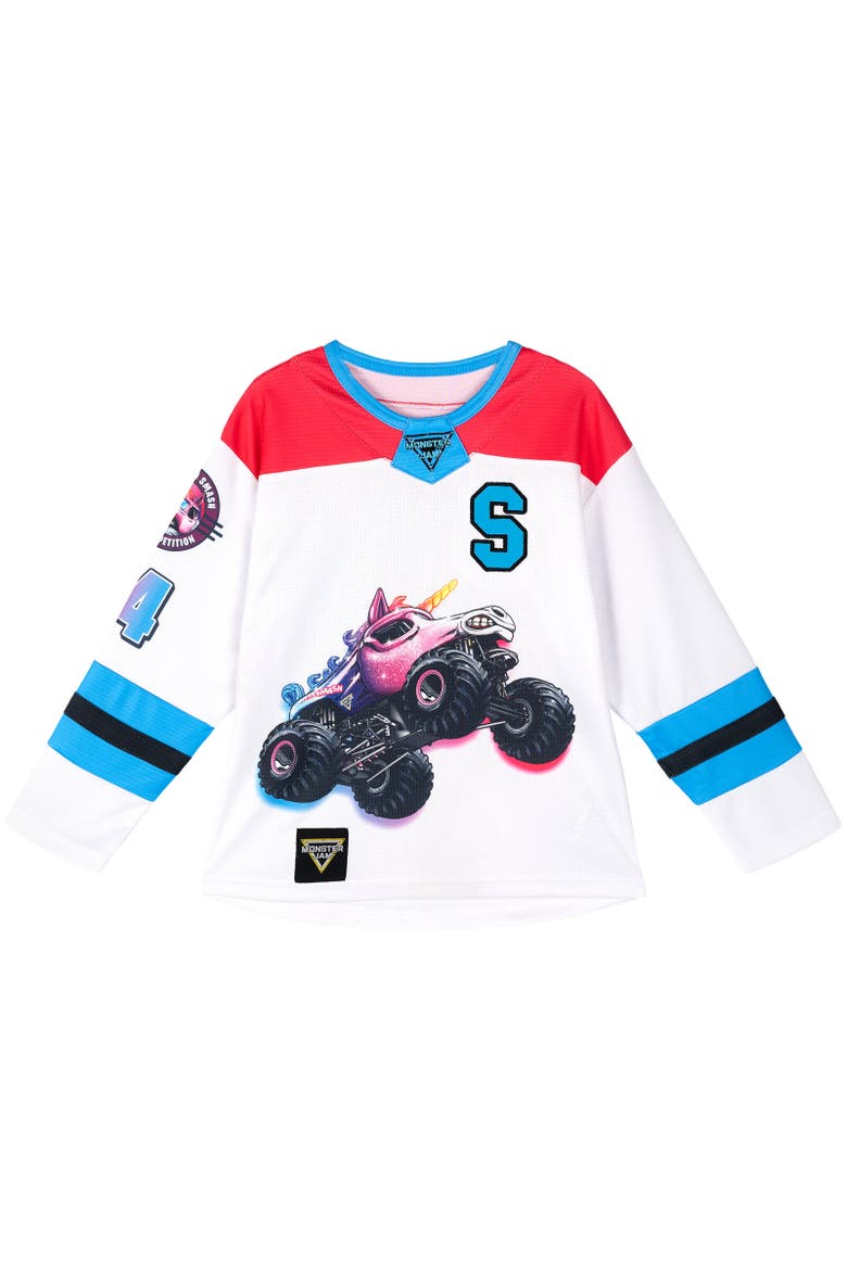 Athletic Long Sleeve Hockey Jersey Shirt, Main, color, Sparkle Smash White