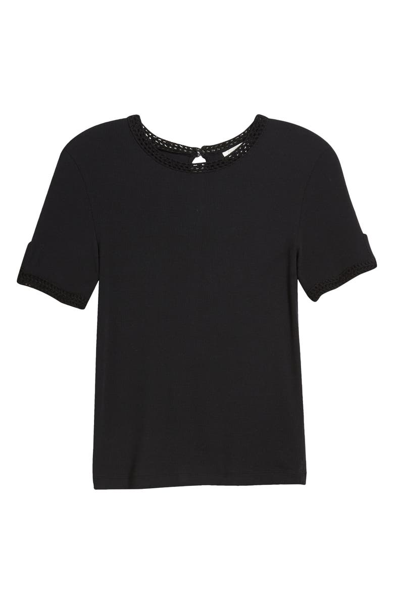 FRAME Crochet Trim Stretch Modal T-Shirt, Alternate, color,