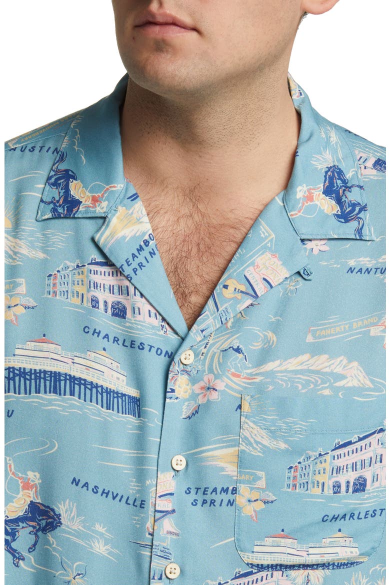 Kona Print Short Sleeve Terry Button-Up Shirt, Alternate, color, FAHERTY TOUR PRINT
