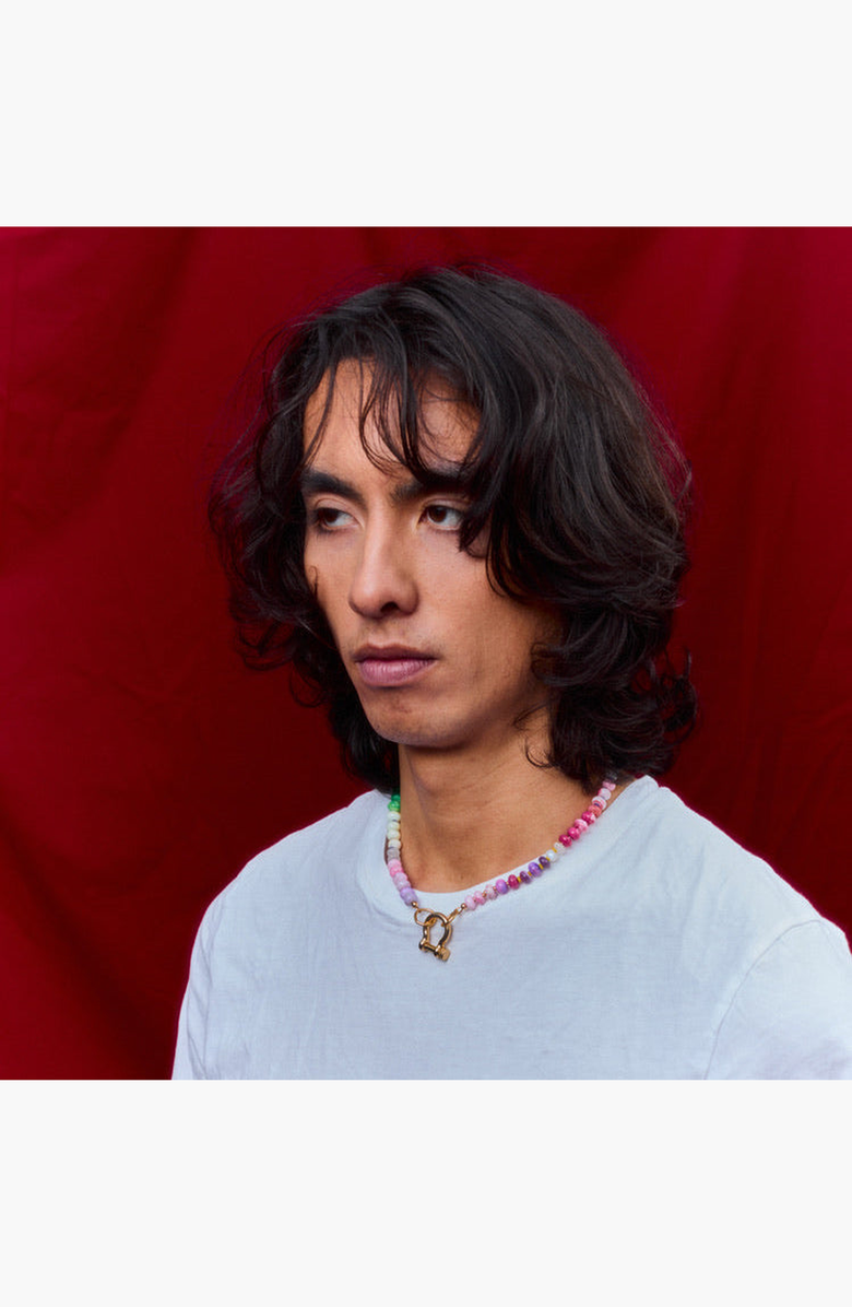 SHOP SPICY DAN Winnie Gender Inclusive Rainbow Opal and Moonstone Necklace, Alternate, color, Rainbow