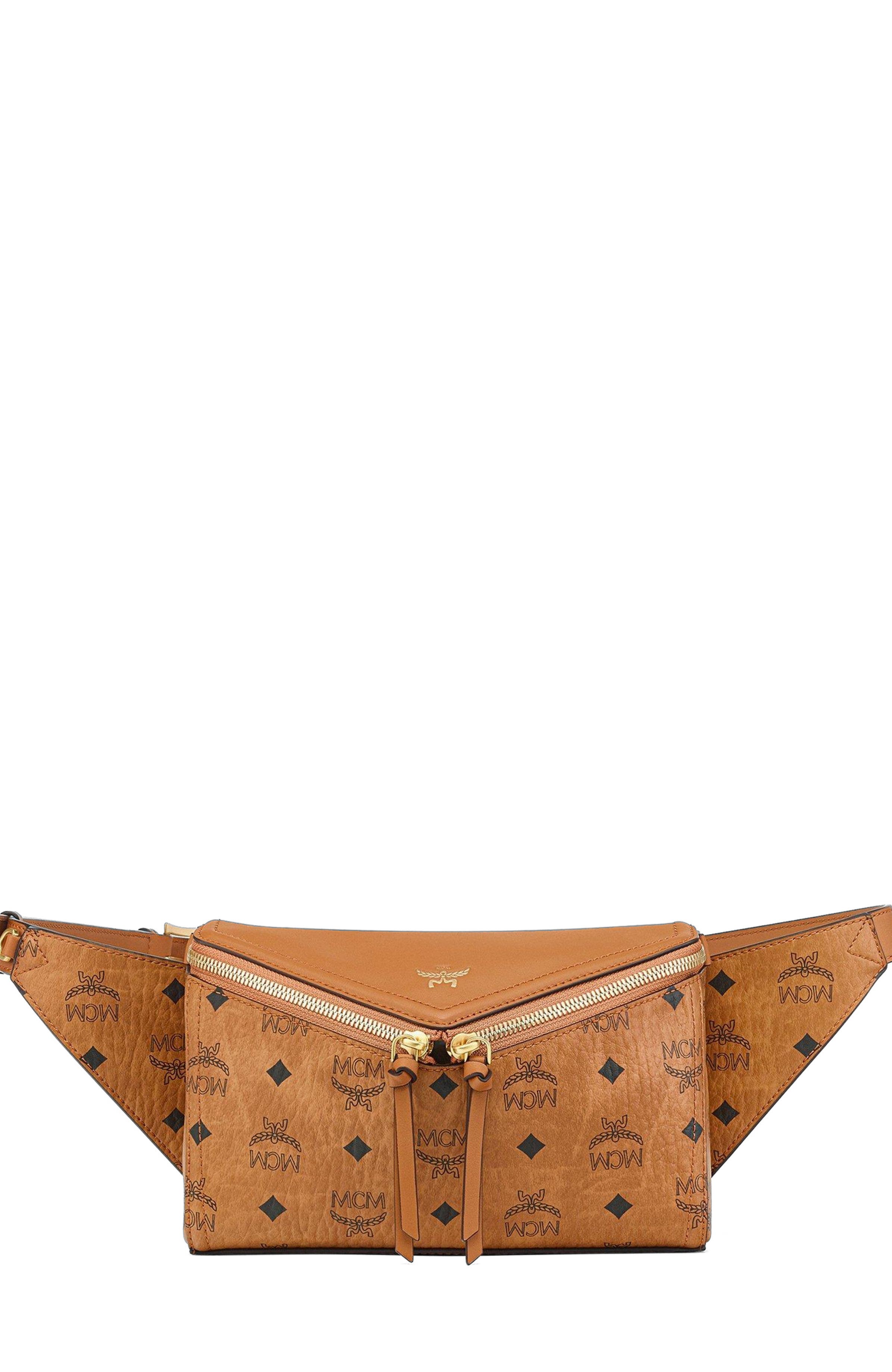 MCM Diamond 3D Belt Bag in Visetos Leather Mix, Main, color, 