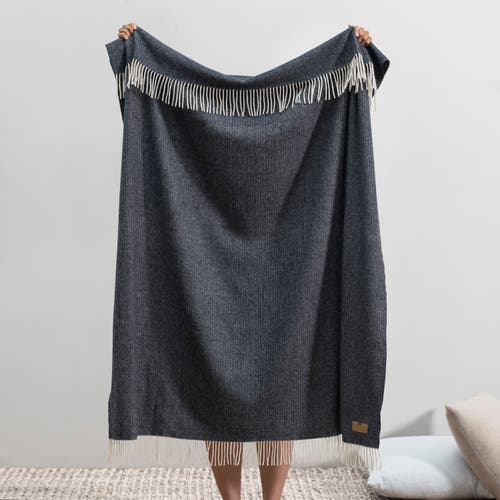Lands Downunder Pinstripe Cashmere Throw In Blue