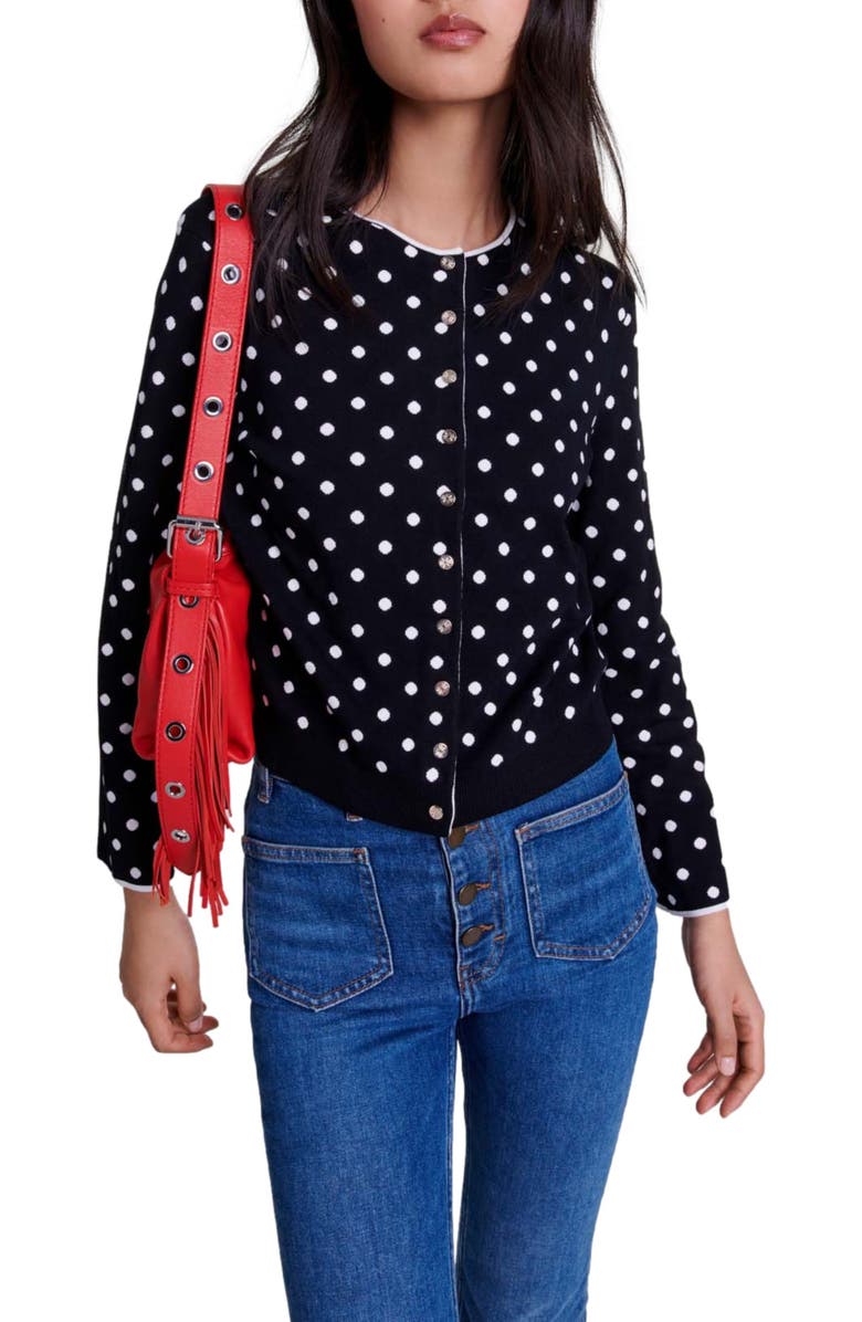 maje Fancy knit cardigan, Main, color, 