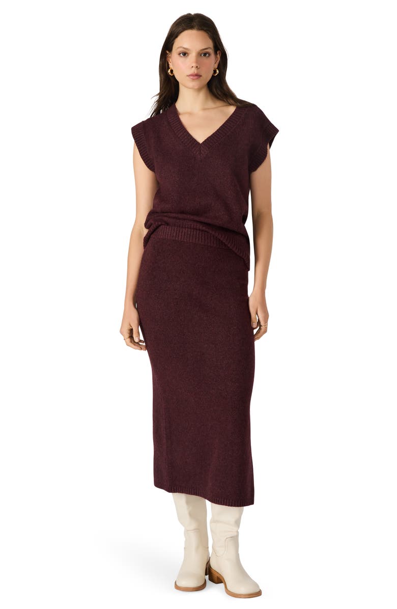 Steve Madden Remy Midi Sweater Skirt, Alternate, color, Wine