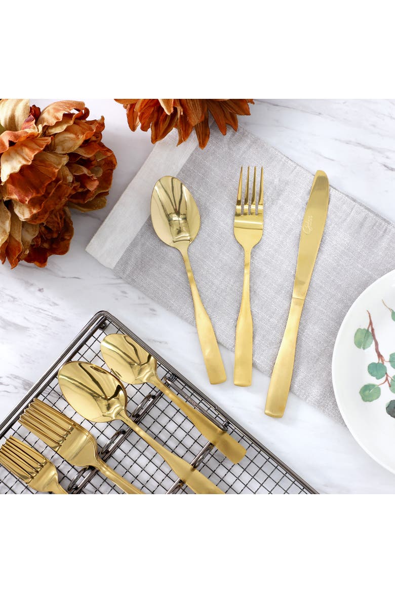 Abbeville 41 Piece Stainless Steel Flatware Set, Alternate, color, Metallic Gold