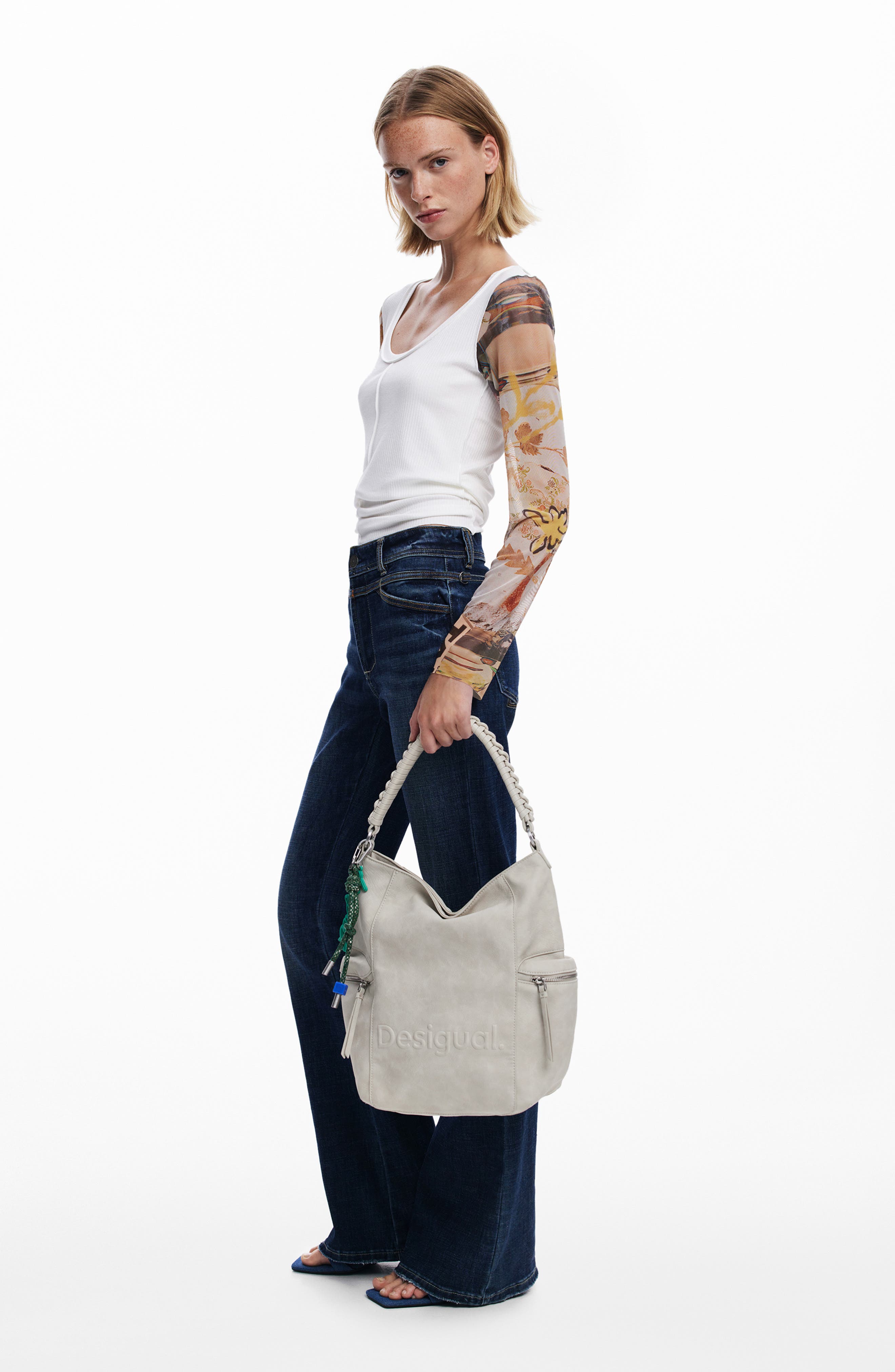 Desigual Big Faux Leather Backpack, Alternate, color, Light Gray