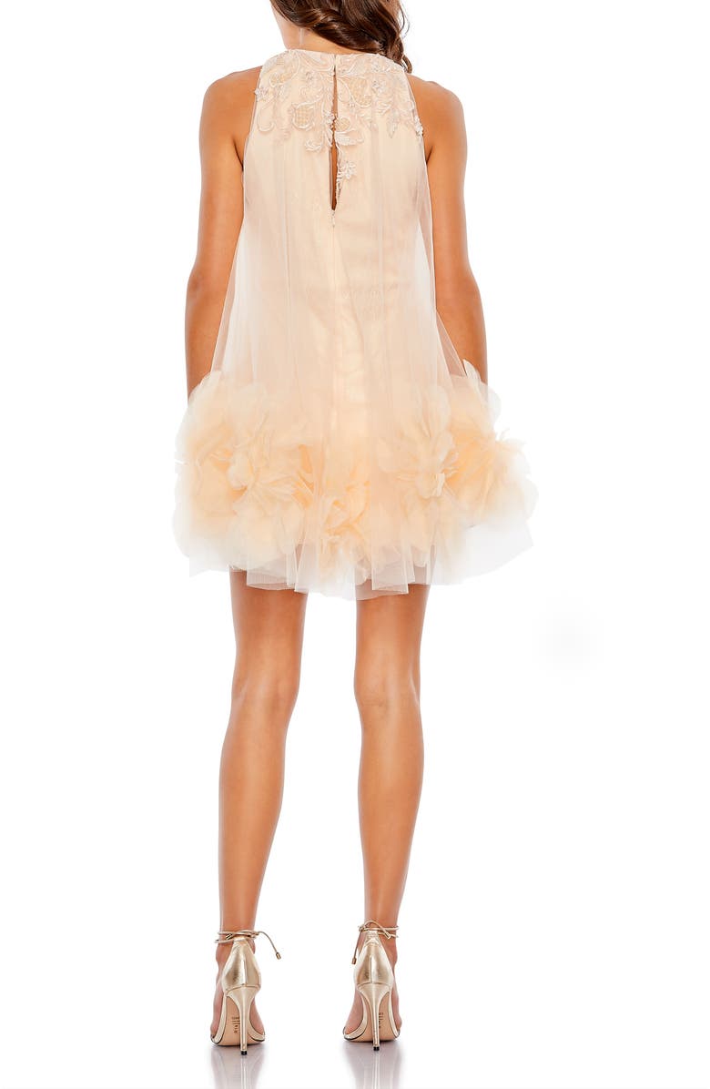 Mac Duggal Halter Neck Flowy Petal A Line Mini Dress, Alternate, color, Peach