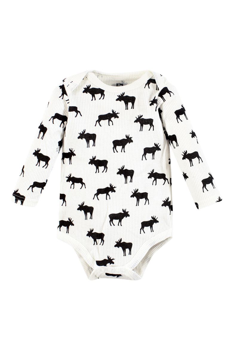 Thermal Long Sleeve Bodysuits, Alternate, color, Buffalo Plaid Moose