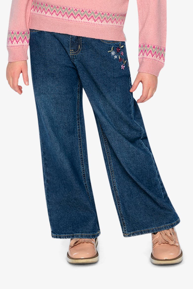 Stretch Denim Embroidered Flower Jeans, Alternate, color, Light Blue Denim