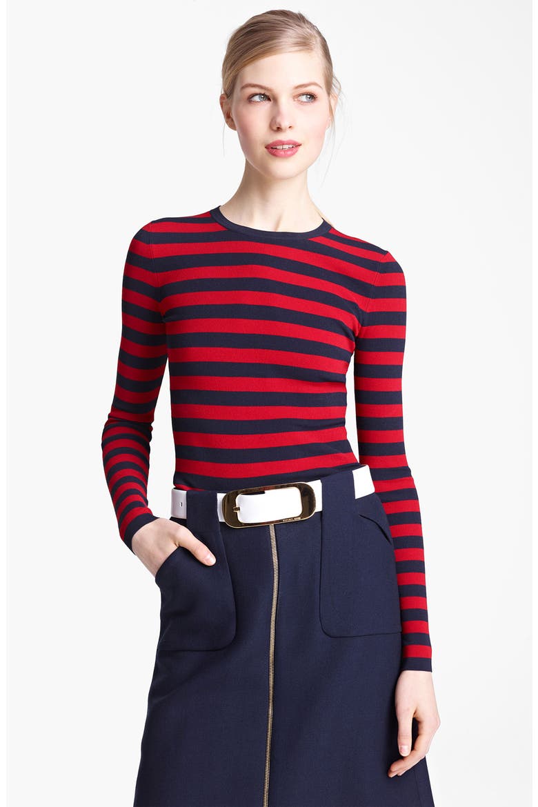 Stripe Matte Jersey Top, Alternate, color, MIDNIGHT/ CRIMSON