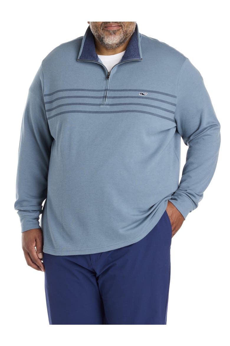 Big & Tall Brenton Stripe Saltwater 1/4-Zip Pullover, Main, color, BLUE MIRAGE