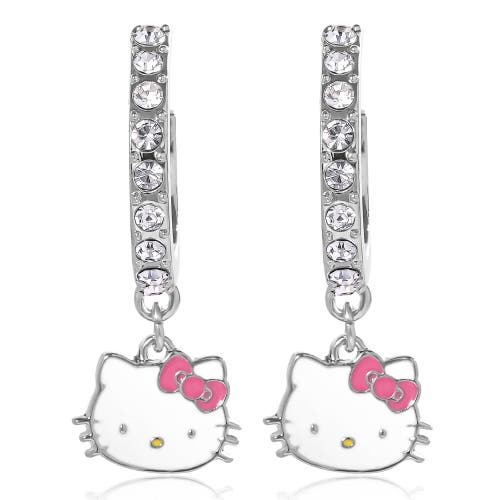 Hello Kitty Fashion Charm Hoop Earrings In Silver