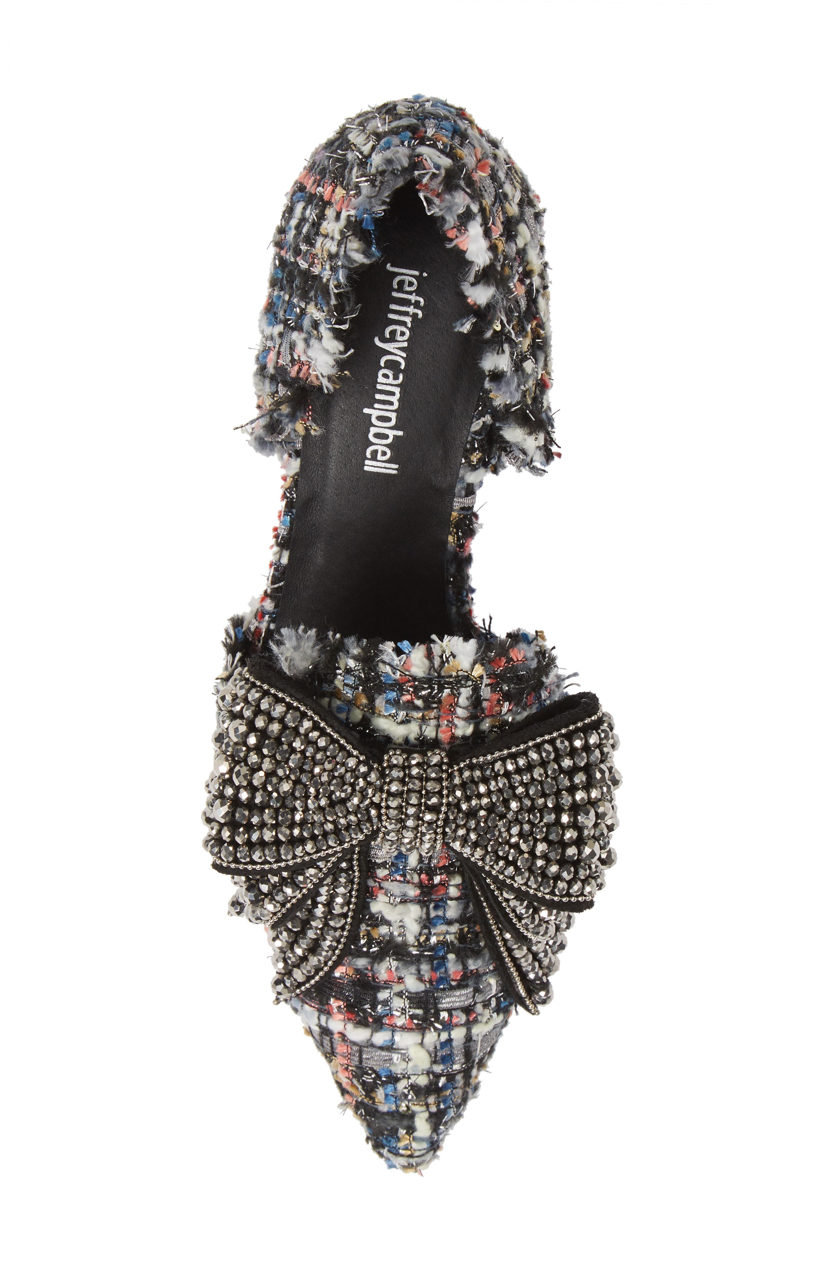 Valenti Embellished Bow Loafer, Alternate, color, BLACK MULTI TWEED PEWTER