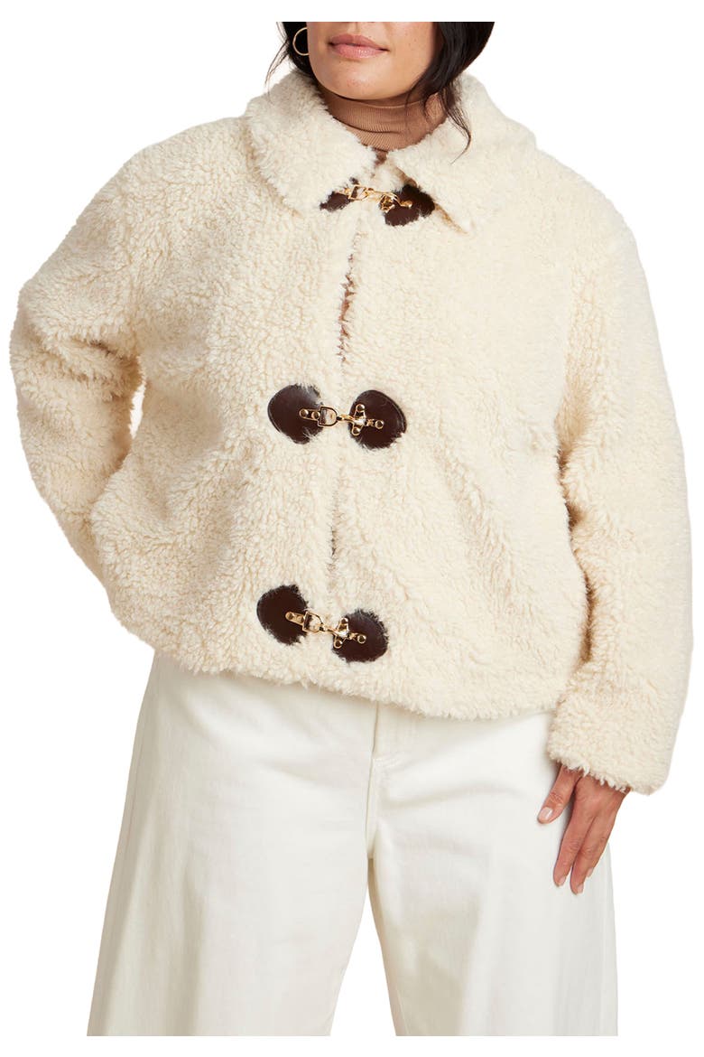 Teddy Fur Coat With Buckles, Main, color, CREAM