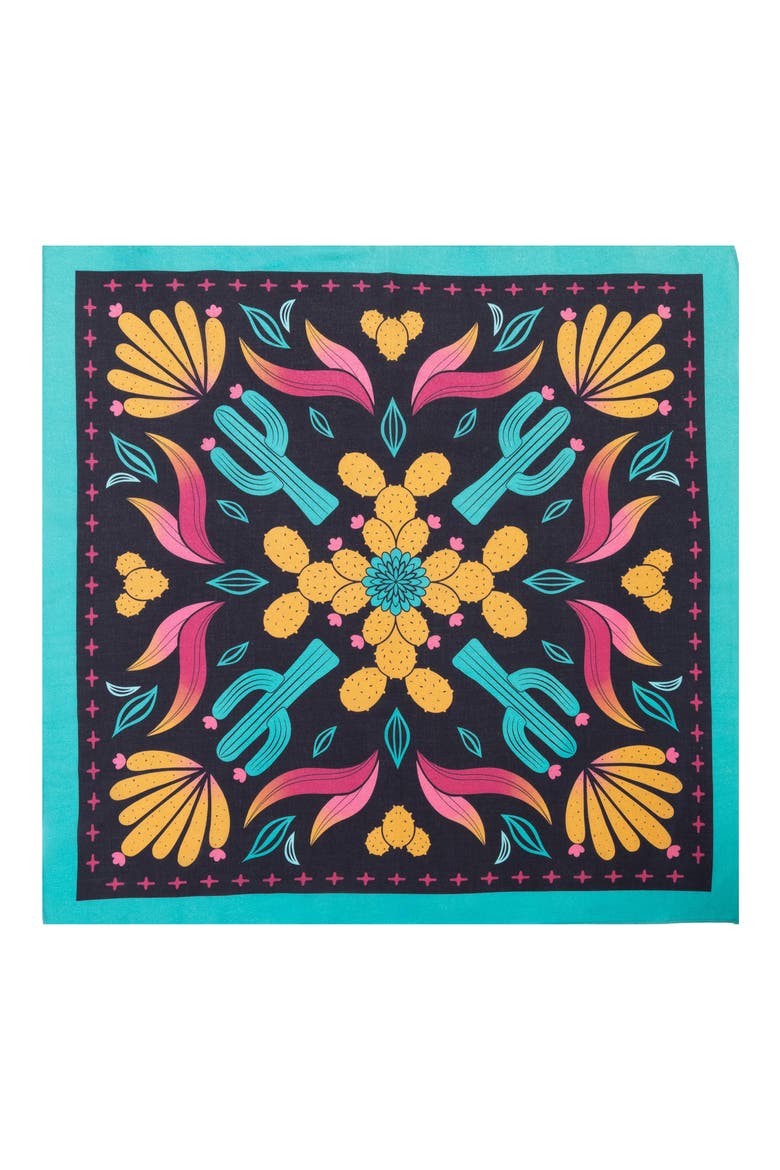 Sun Desert Square Scarf, Main, color, BLACK MULTI